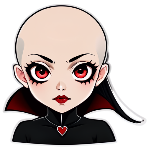 Bald vampire anime face girl with red eyes and lips and dark makeup - icon | sticker