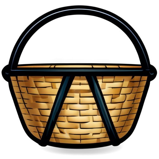 realist Straw basket inside round icon with thin black rim - icon | sticker