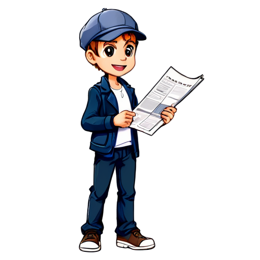 newsboy with newspaper, transparent background - icon | sticker