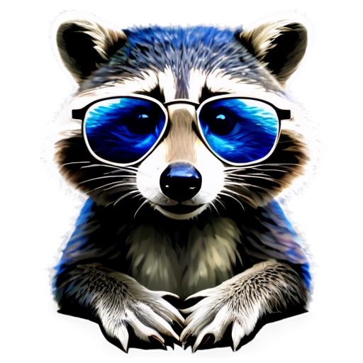 Snake-like raccoon, Glasses, Games, rgb - icon | sticker