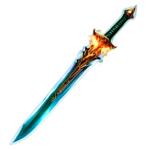 Fantasy Green sword flaming - icon | sticker