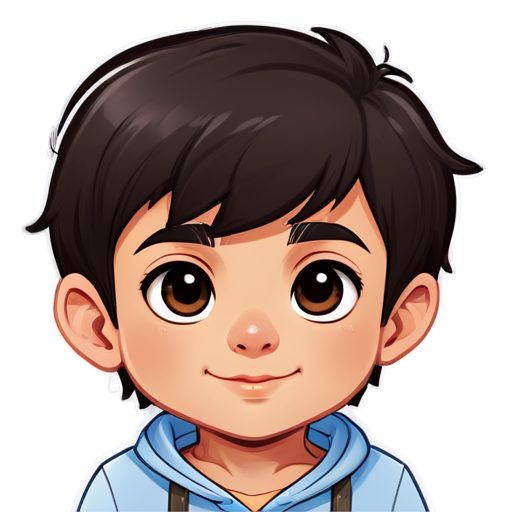 a small Ossetian dark-haired boy with a large mole above his lip and dimples - icon | sticker