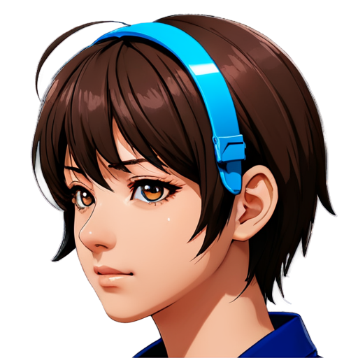 a cute anime half-profile headshot of a virtual character with an abstract style with a white background - icon | sticker