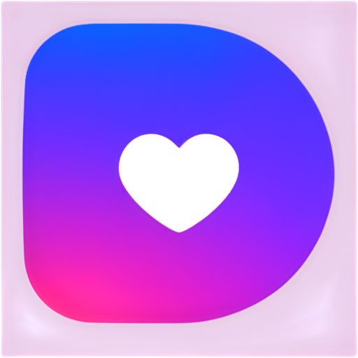 Design a modern and minimalistic application icon for an Instagram follower management tool. The icon should feature a single stylized representation of a person’s silhouette with a heart symbol integrated into the design, representing engagement and connection. Use vibrant gradient colors like shades of blue and pink to reflect social media themes. The background should be simple and clean, ensuring the icon stands out clearly when displayed on a desktop or mobile interface. - icon | sticker