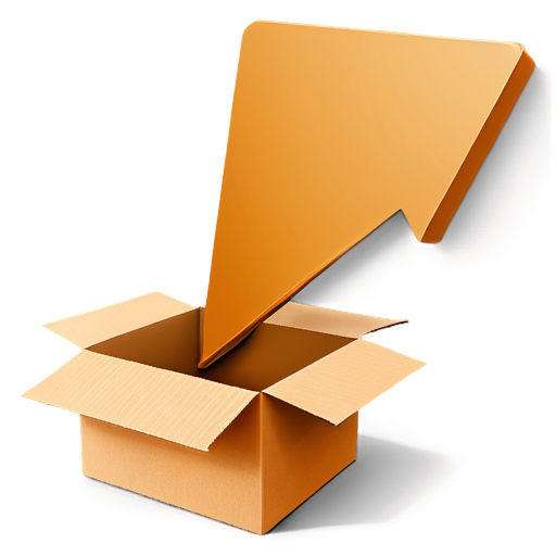 arrow pointing into a cardboard box - icon | sticker