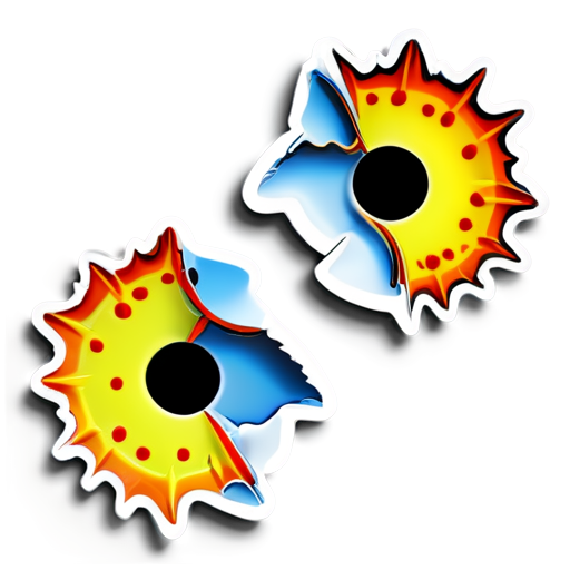 Two distorted holes in abstract style space - icon | sticker