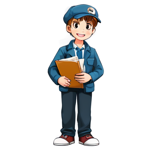 newsboy with newspaper, transparent background - icon | sticker