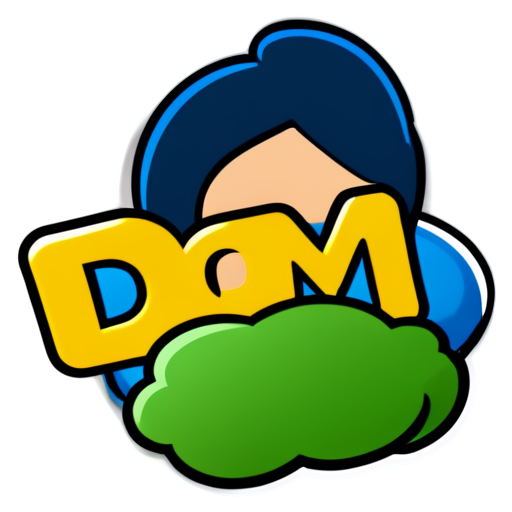 Generate icon with word DOM in yellow stile - icon | sticker