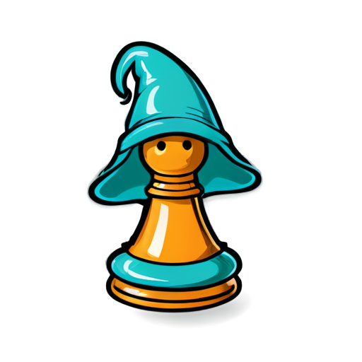 chess pawn with a wizard hat. simple style, few colors - icon | sticker