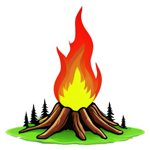 diseñar un ícono a partir de un concepto. Riesgo de incendio forestal con una cuiadad atras - icon | sticker