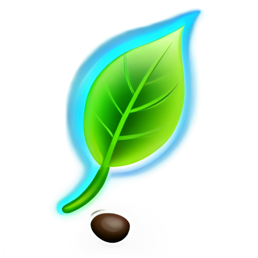 An icon for the FAQ section in the BEO cryptocurrency project, combining eco-friendly and innovative elements. The design features a glowing question mark stylized as a green leaf or a sapling, symbolizing clarity and growth. The background is a gradient of soft green and blue, emphasizing nature and technology." - icon | sticker