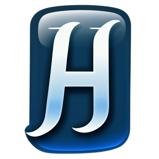 A bold, uppercase letter "H" as the central element. The icon should be easily recognizable at small sizes, like a favicon, so the "H" should remain simple and not overly complex. The icon should be white on a blue background and look hand write - icon | sticker