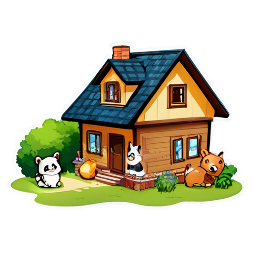 The way animals are gathered inside the house - icon | sticker