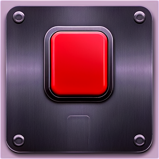 red button, computer game, square, vertical, minimalism, metal, game - icon | sticker