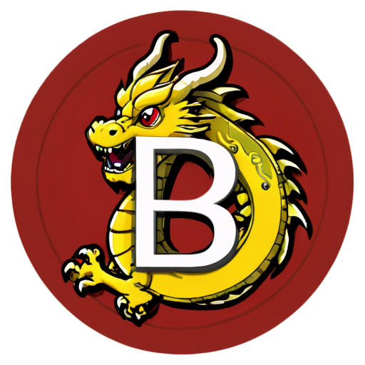 red round logo with red background and china yellow dragon on letter B - icon | sticker