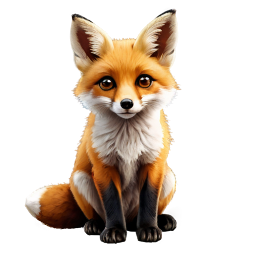 fox sit, big eyes ,big ear - icon | sticker