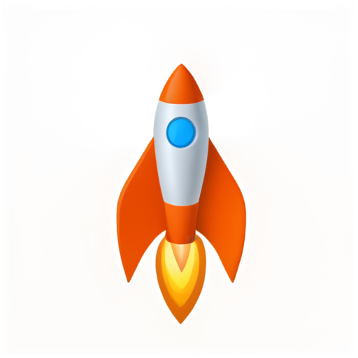 a small red space rocket with orange wings and one large round porthole in it - icon | sticker