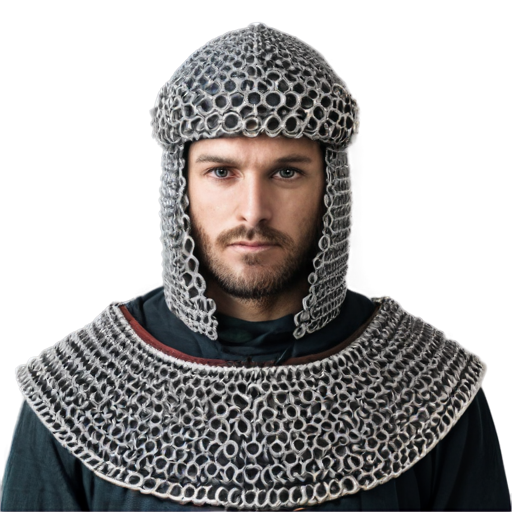 Medieval fantasy chainmail hat, made of steel rings - icon | sticker