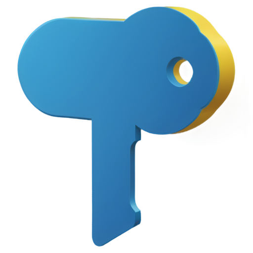 blue key on yellow background - icon | sticker