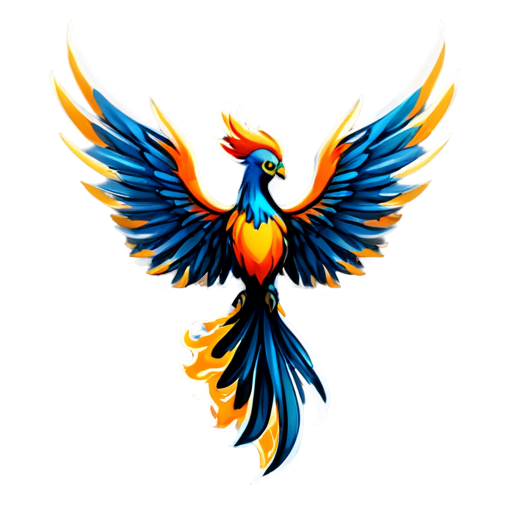 minimalist phoenix spirit, flames - icon | sticker