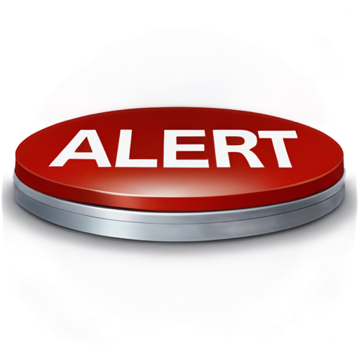 Round red button with "Alert" - icon | sticker