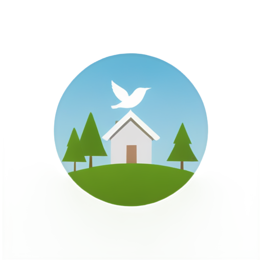 The logo depicts the House standing in a forest with a seagull flying above it. - icon | sticker