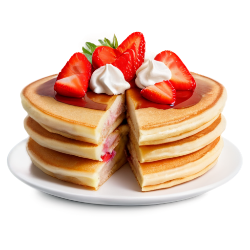 Magic Pancakes with Strawberry Cut in Half - icon | sticker