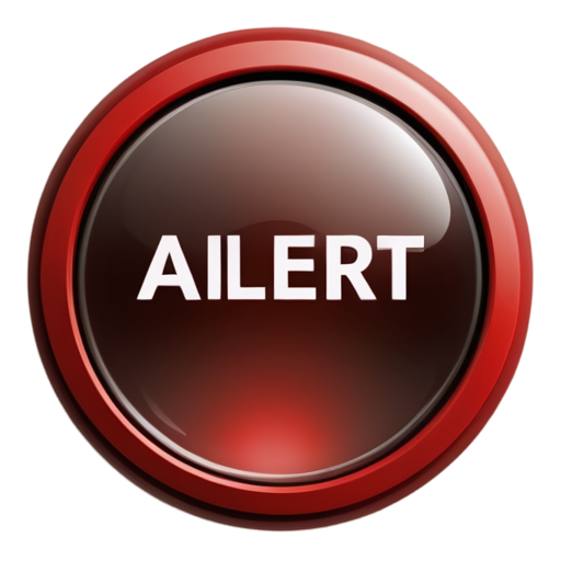 Round red button with "Alert" - icon | sticker