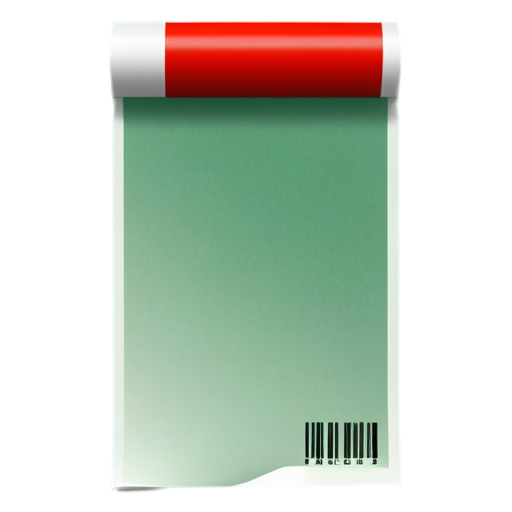 curled shopping receipt on a transparent background - icon | sticker