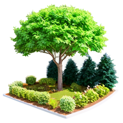 Virtual 3D model of the garden - icon | sticker