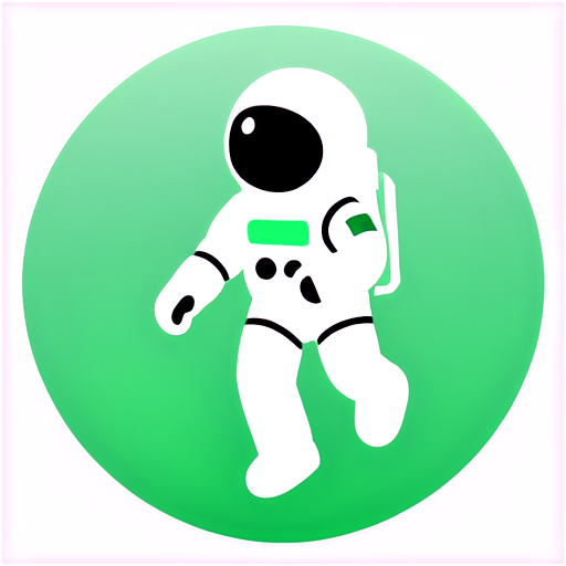 Lunar link, space themed crypto trading bot, astronaut, green accent - icon | sticker