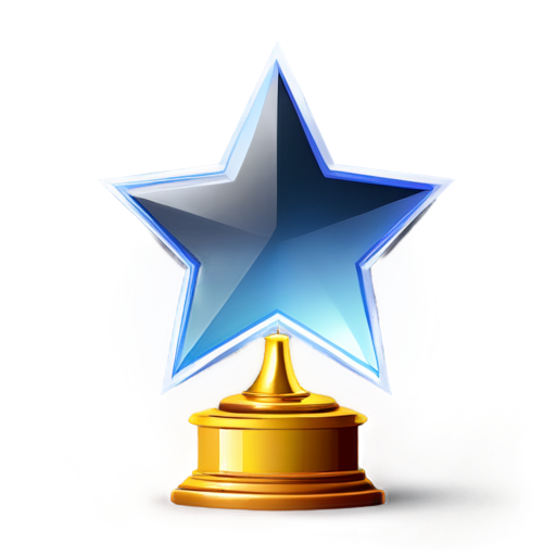 Trophy with star on it, having with background with rounded corners and with shadow - icon | sticker