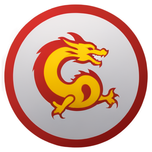 red round logo with china yellow dragon inside - icon | sticker