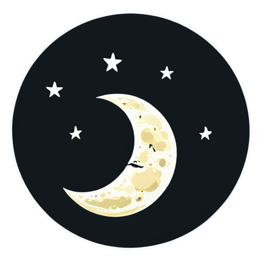 waning moon in the sky - icon | sticker