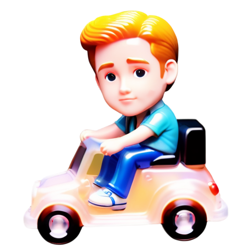 Draw Ryan Gosling riding a car 80s - icon | sticker