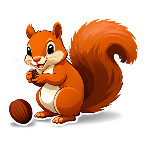 A squirrel holding a nut - icon | sticker