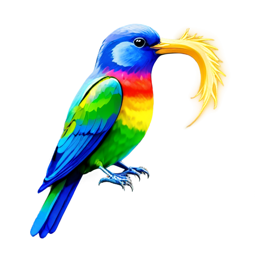 A rainbow bird singing - icon | sticker