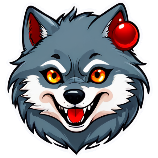 wolf with blood drop on its fang - icon | sticker