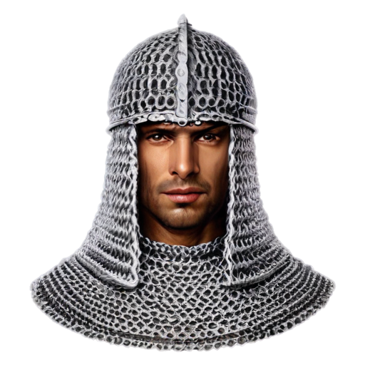 Medieval fantasy chainmail hat, made of steel rings - icon | sticker