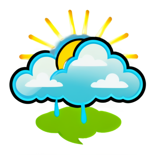 weather app with sun and clouds - icon | sticker