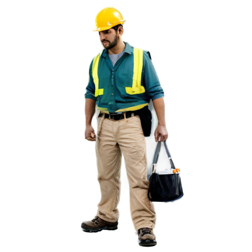 Construction worker carrying tools - icon | sticker