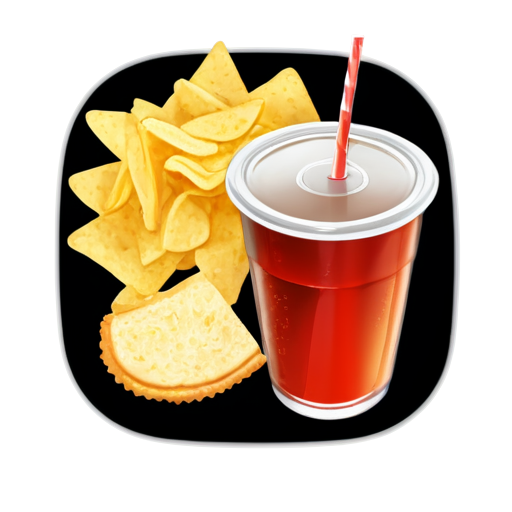 sandwich plate chips soft drink with straw - icon | sticker