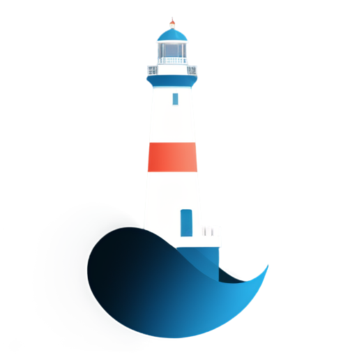 Abstract style artificial intelligence twist bandwith data sailboat lighthouse - icon | sticker