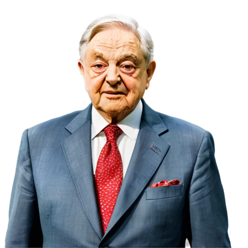 Design an icon with a portrait of George Soros alongside financial symbols (like a bull and bear), representing his contributions and critiques of mainstream economics.* - icon | sticker