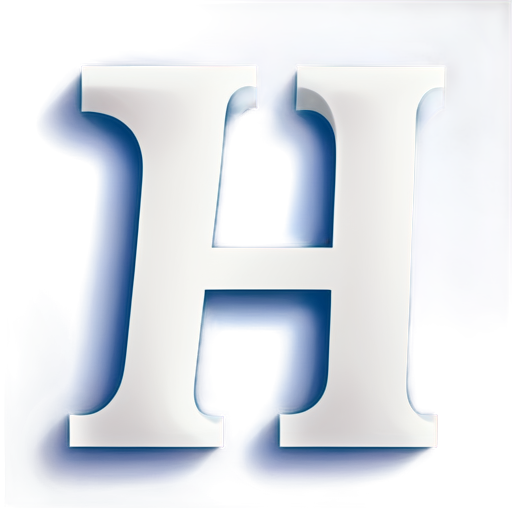 A bold, uppercase letter "H" as the central element. The icon should be easily recognizable at small sizes, like a favicon, so the "H" should remain simple and not overly complex. The icon should be white on a blue background and look hand write - icon | sticker