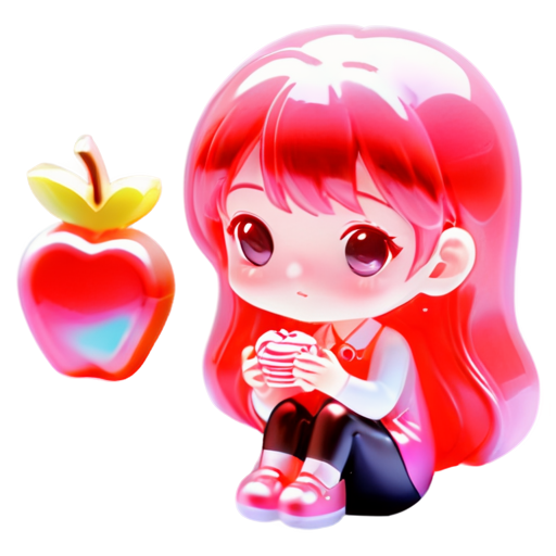 girl eating chocolate covered fruit pink color - icon | sticker