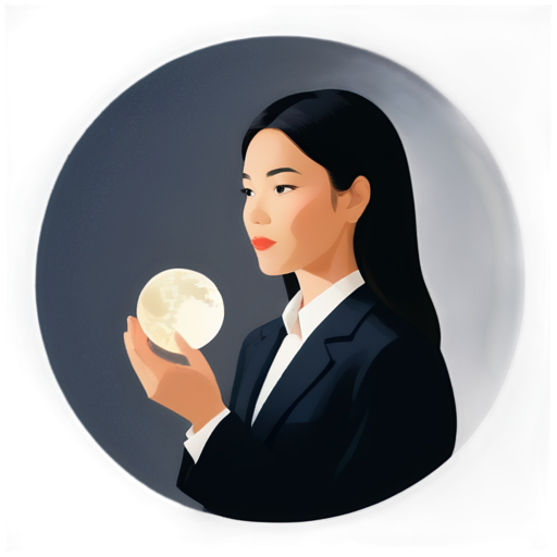 lawyer girl with the moon on background - icon | sticker