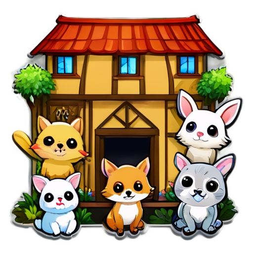 The way animals are gathered inside the house - icon | sticker