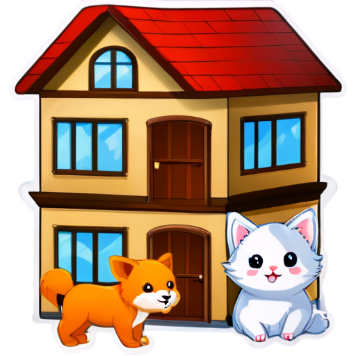 The way animals are gathered inside the house - icon | sticker