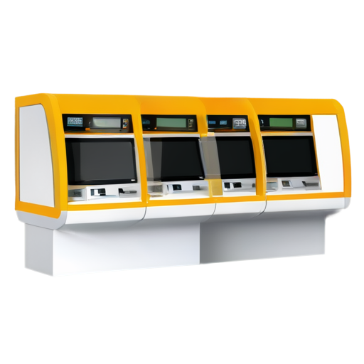 self-service terminal in yellow-orange colors - icon | sticker